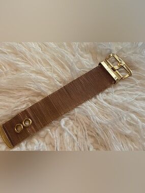 VINTAGE ERICKSON BEAMON BRACELET WIDE GOLD TONE MESH BELT BUCKLE LOOK 7” - 7.5”